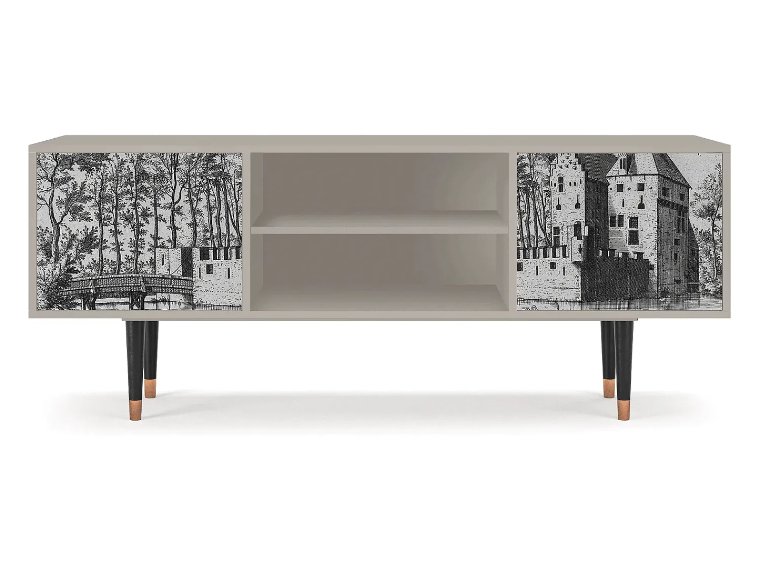 Móvel De Tv* Mueble de TV - 170х69х48 cm - T2 - Castle with Bridge, Areia Bege