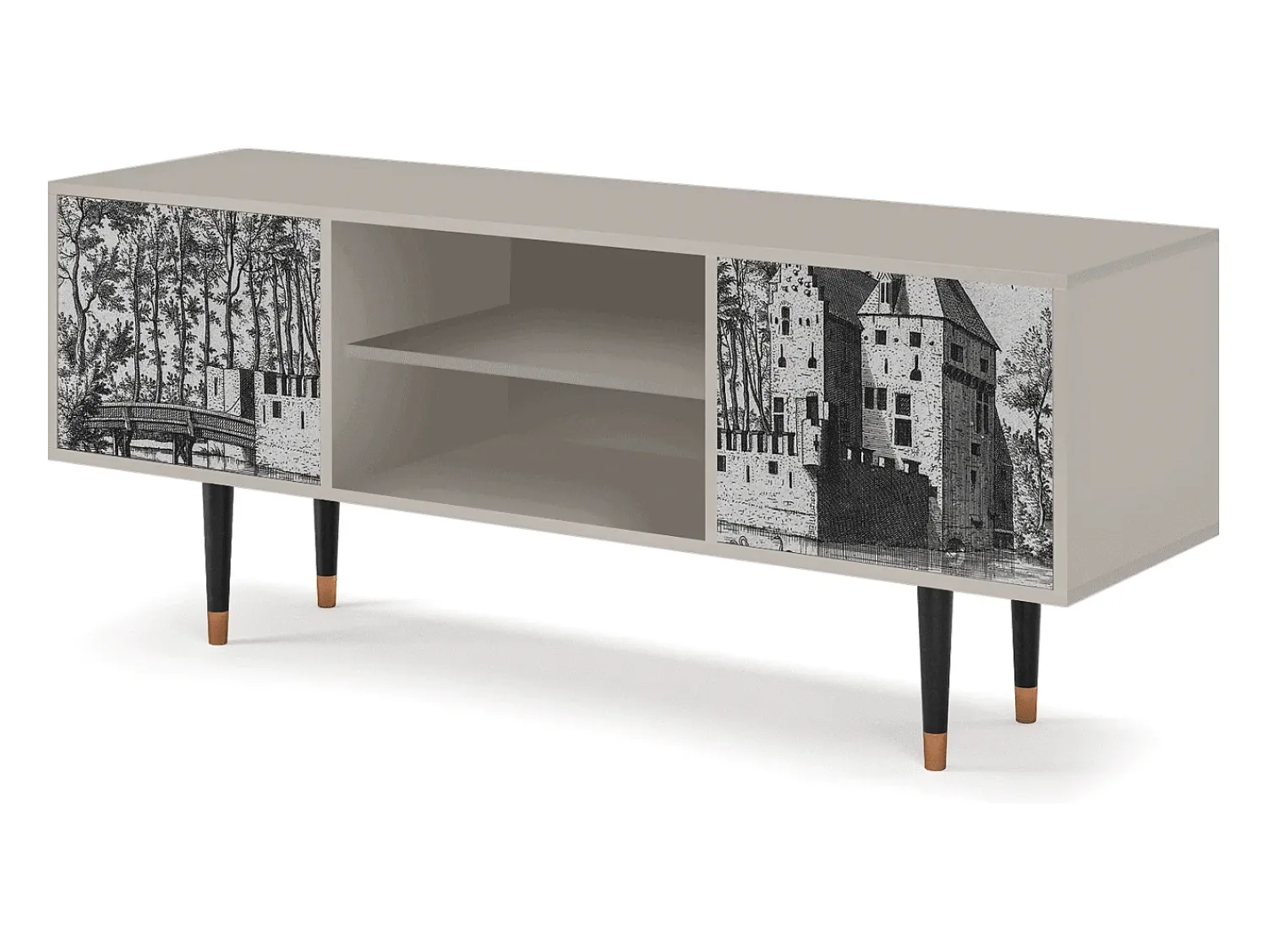 Móvel De Tv* Mueble de TV - 170х69х48 cm - T2 - Castle with Bridge, Areia Bege