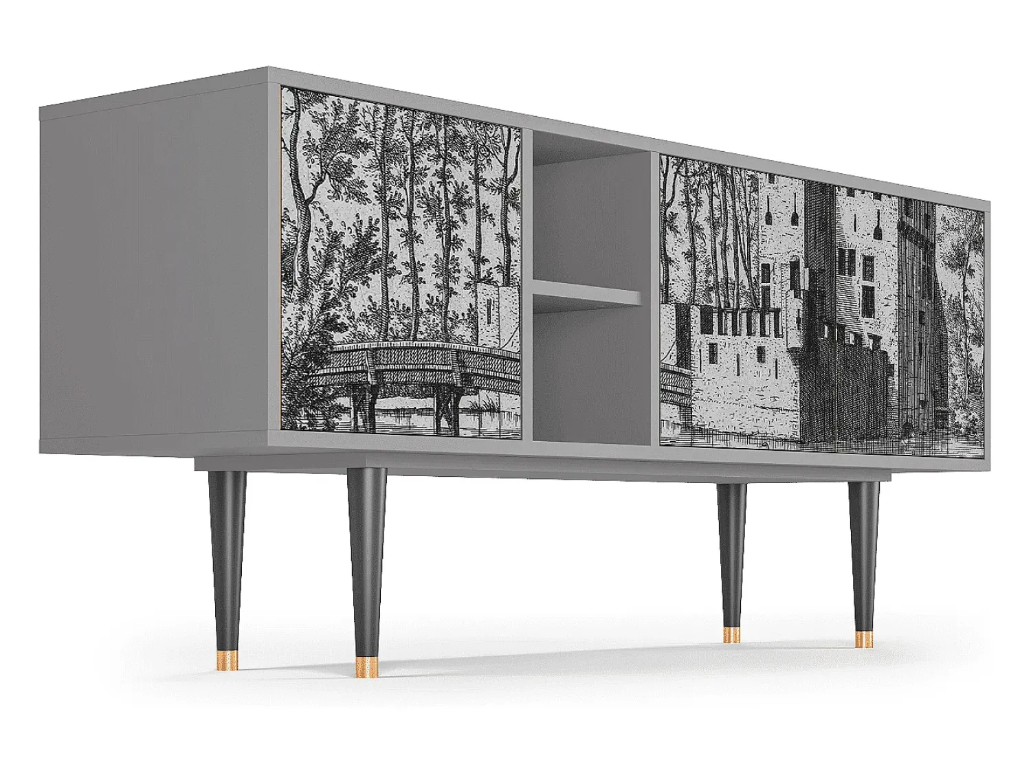 Outlet Mueble de TV - 150х69х41 cm - T5 - Castle by Breugel, Cinza Cinzento