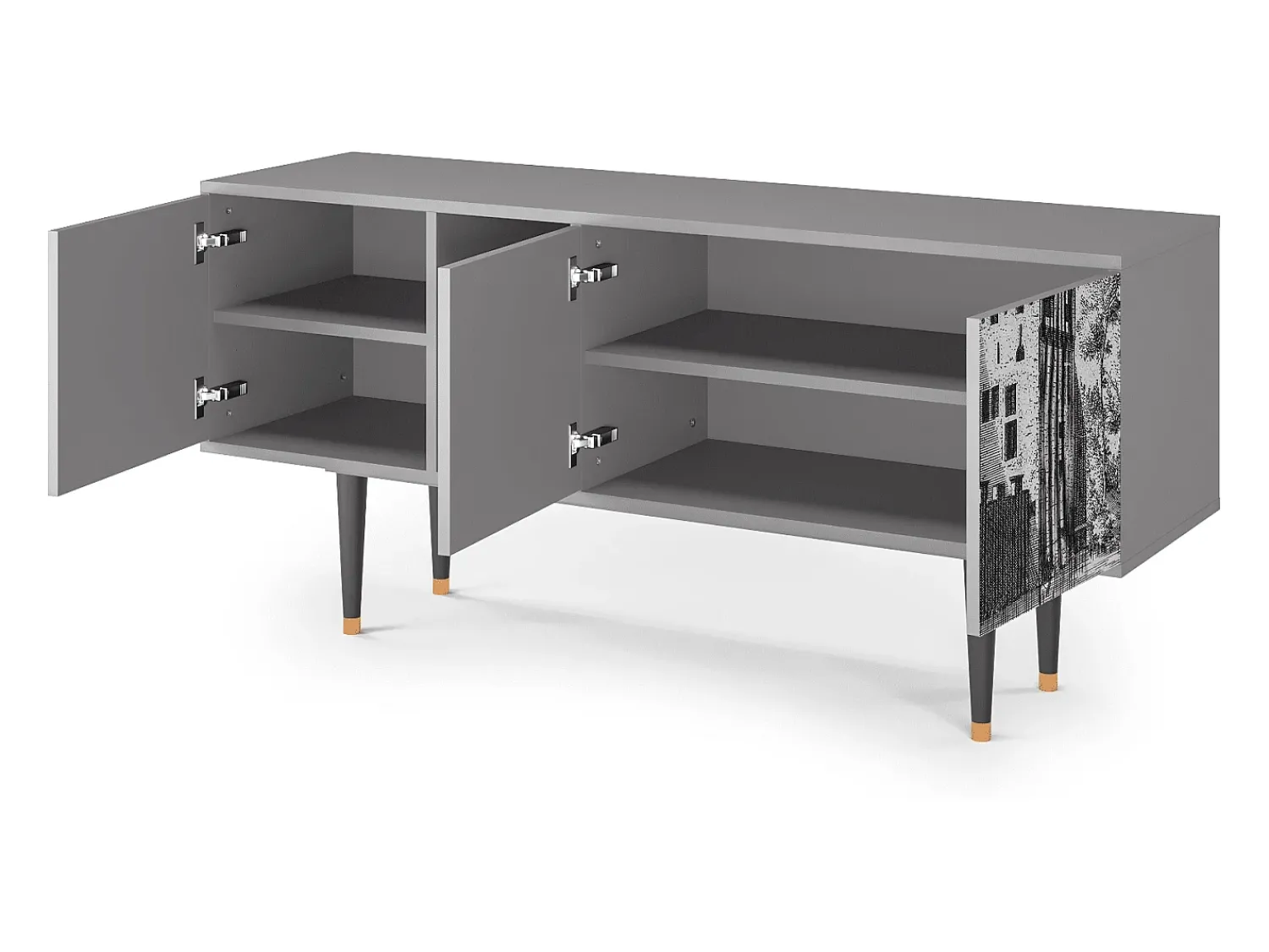 Outlet Mueble de TV - 150х69х41 cm - T5 - Castle by Breugel, Cinza Cinzento