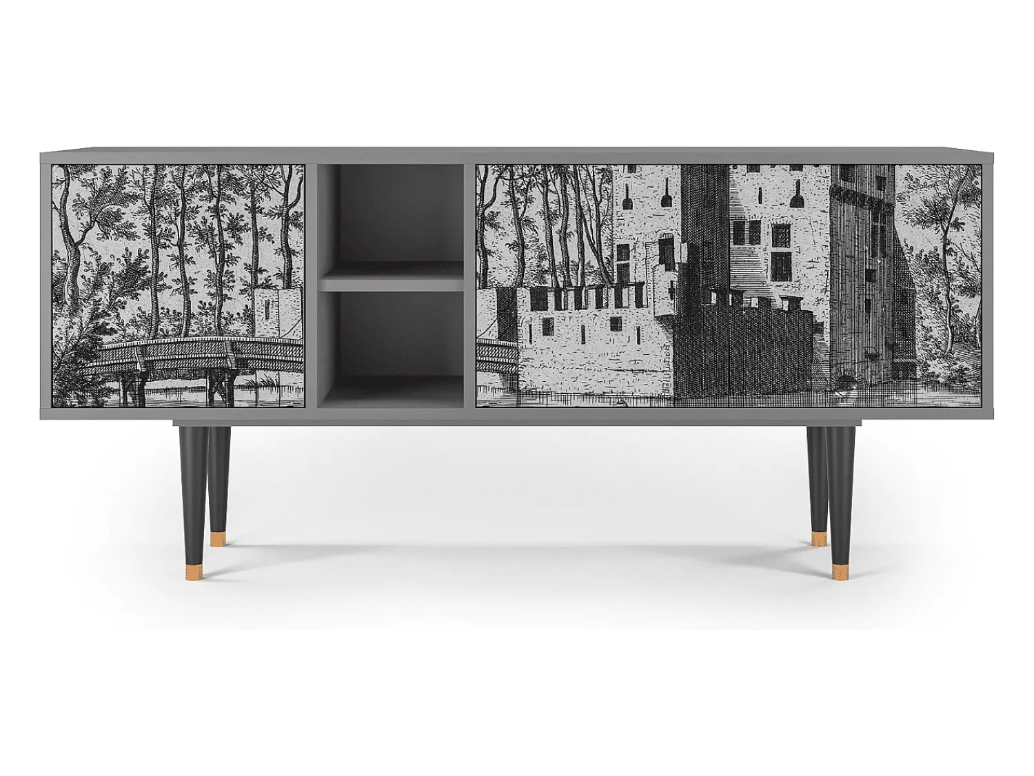 Outlet Mueble de TV - 150х69х41 cm - T5 - Castle by Breugel, Cinza Cinzento