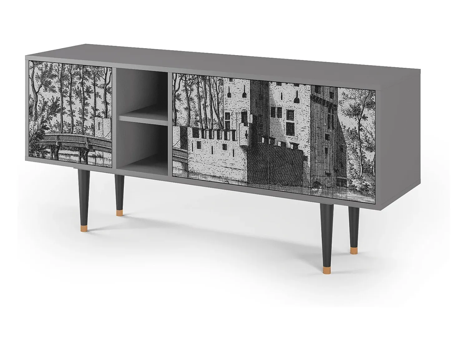 Outlet Mueble de TV - 150х69х41 cm - T5 - Castle by Breugel, Cinza Cinzento