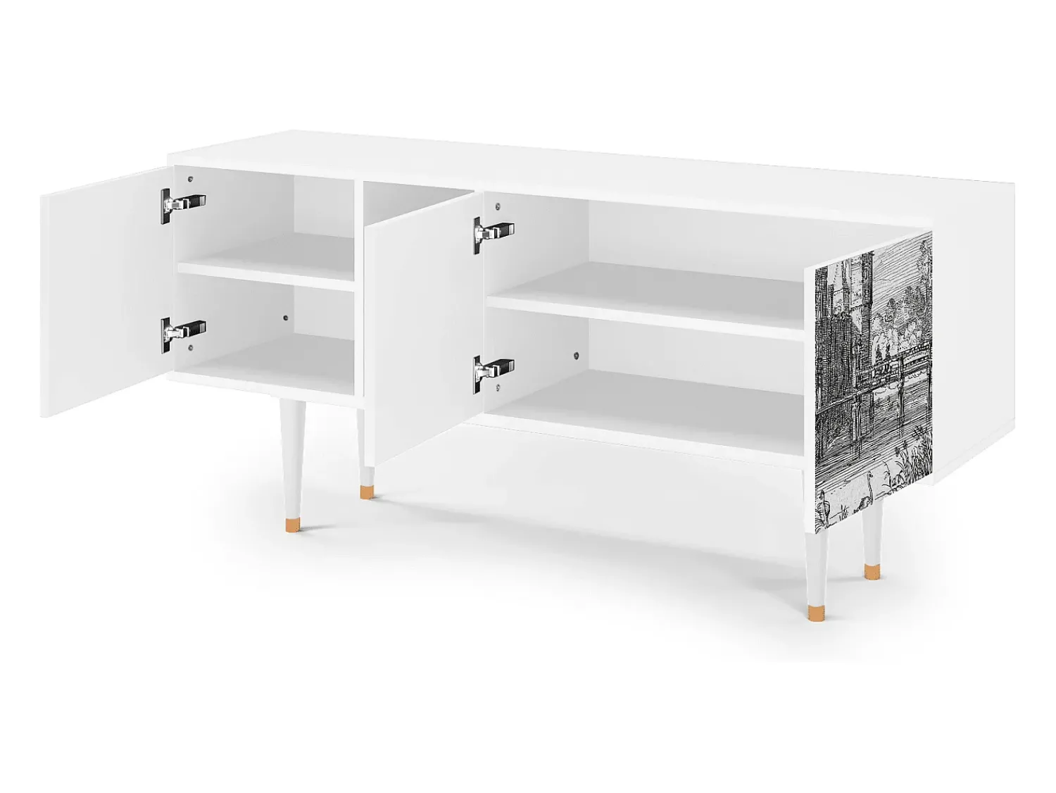 Discount Mueble de TV - 150х69х41 cm - T5 - Castle with Bridge, Branco Bege
