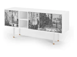 Discount Mueble de TV - 150х69х41 cm - T5 - Castle with Bridge, Branco Bege