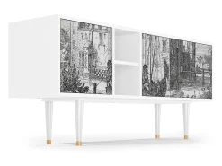 Discount Mueble de TV - 150х69х41 cm - T5 - Castle with Bridge, Branco Bege