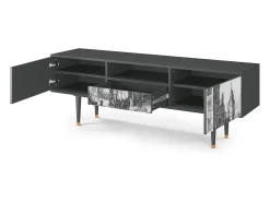 Móvel De Tv* Mueble de TV - 170х59х41 cm - T6 - Castle with Bridge, Antracite Cinza antracite