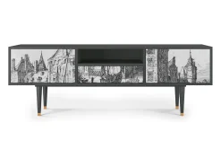Móvel De Tv* Mueble de TV - 170х59х41 cm - T6 - Castle with Bridge, Antracite Cinza antracite