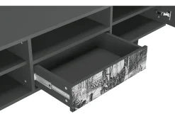 Móvel De Tv* Mueble de TV - 170х59х41 cm - T6 - Castle with Bridge, Antracite Cinza antracite