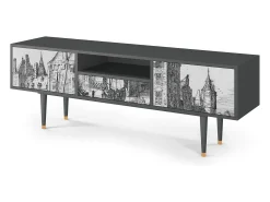 Móvel De Tv* Mueble de TV - 170х59х41 cm - T6 - Castle with Bridge, Antracite Cinza antracite