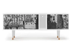 Móvel De Tv| Mueble de TV - 170х69х48 cm - T1 - Castle with Bridge, Branco Bege