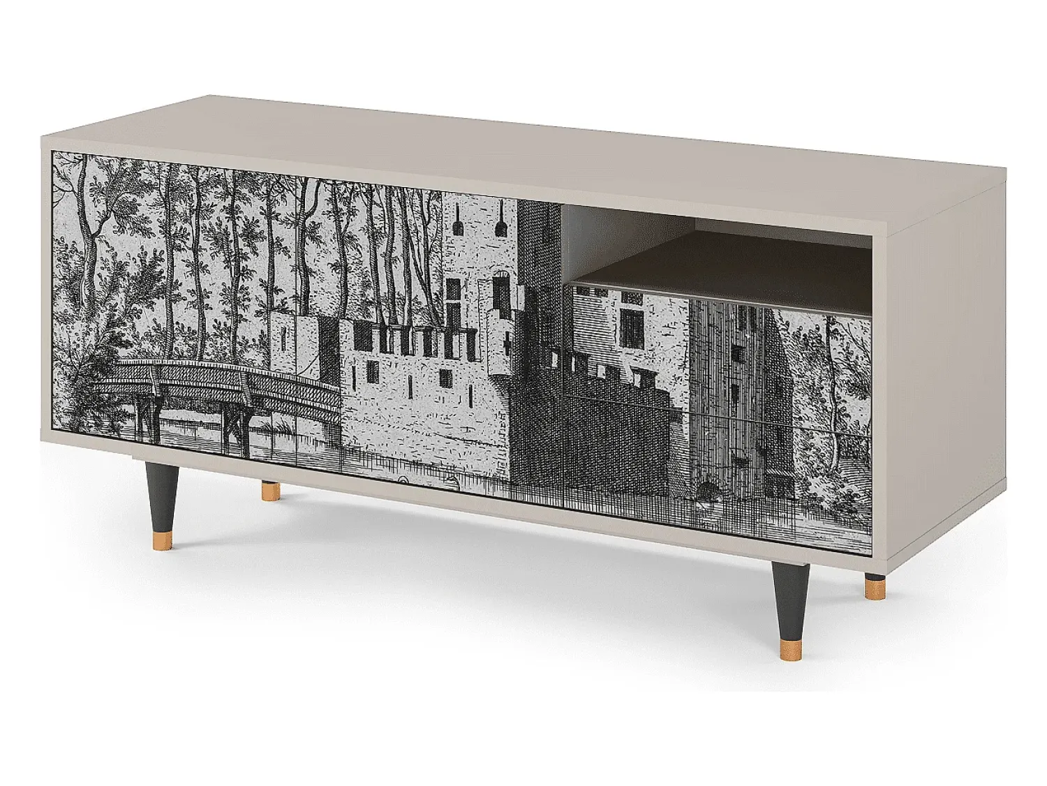 Móvel De Tv* Mueble de TV - 125х56х41 cm - T7 - Castle by Breugel, Areia Bege