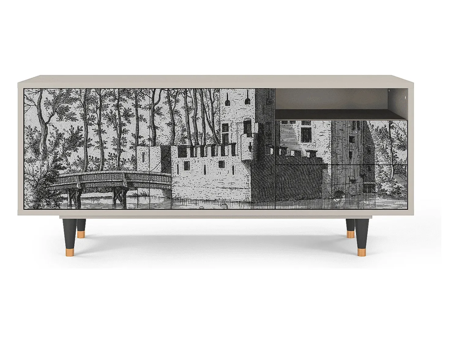 Móvel De Tv* Mueble de TV - 125х56х41 cm - T7 - Castle by Breugel, Areia Bege