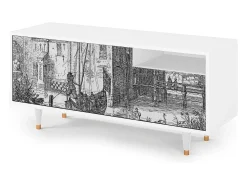Online Mueble de TV - 125х56х41 cm - T7 - Castle with Bridge, Branco Bege