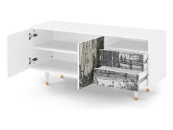 Online Mueble de TV - 125х56х41 cm - T7 - Castle with Bridge, Branco Bege