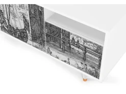 Online Mueble de TV - 125х56х41 cm - T7 - Castle with Bridge, Branco Bege