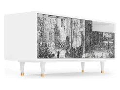 Online Mueble de TV - 125х56х41 cm - T7 - Castle with Bridge, Branco Bege