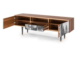 Hot Mueble de TV - 170х59х41 cm - T6 - Castle with Bridge, Nogueira Castanho