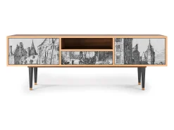 Hot Mueble de TV - 170х59х41 cm - T6 - Castle with Bridge, Nogueira Castanho