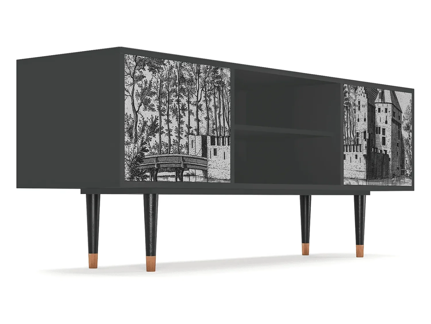 Mueble de TV - 170х69х48 cm - T2 - Castle with Bridge, Antracite^ Móvel De Tv