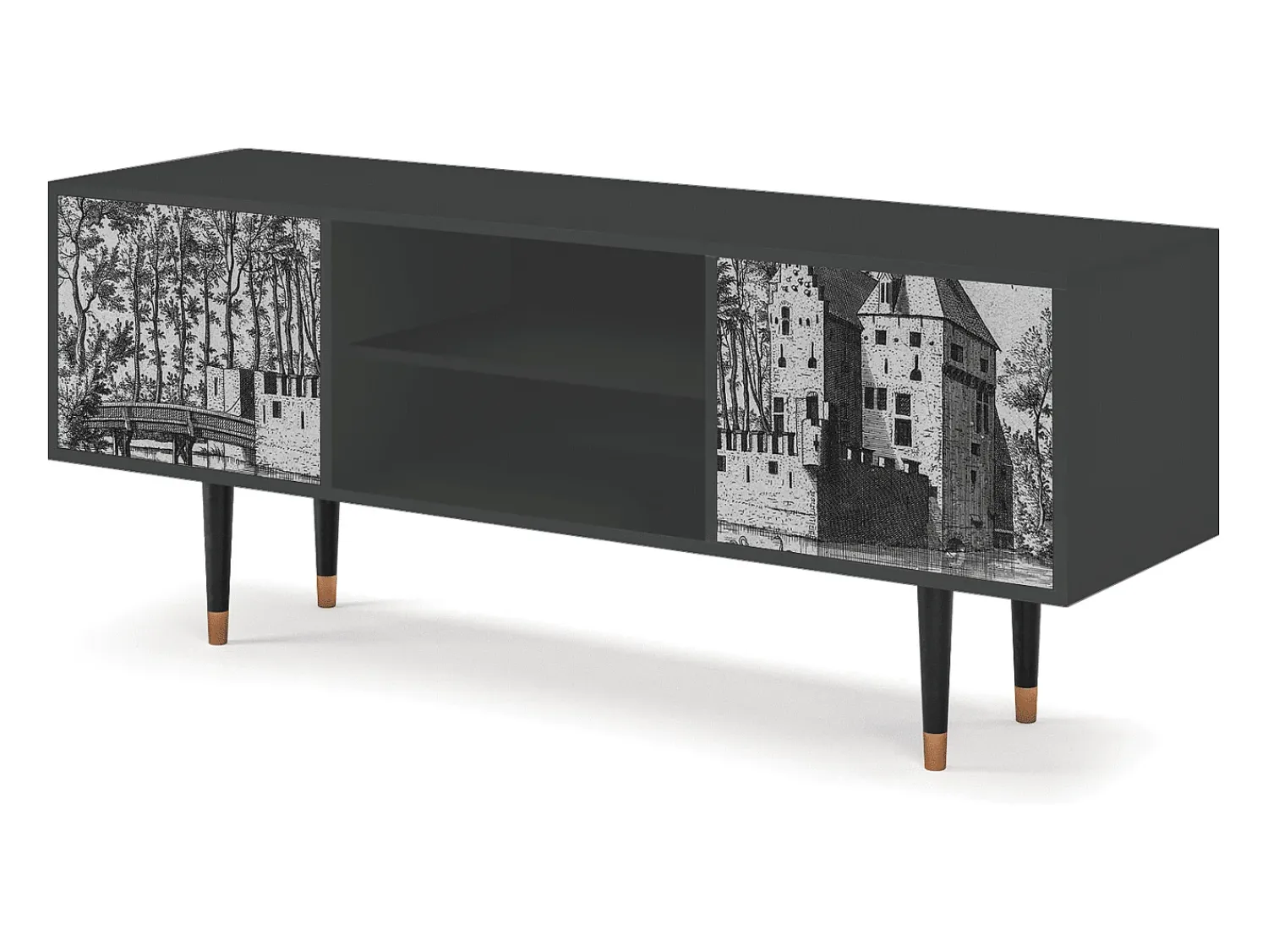 Mueble de TV - 170х69х48 cm - T2 - Castle with Bridge, Antracite^ Móvel De Tv