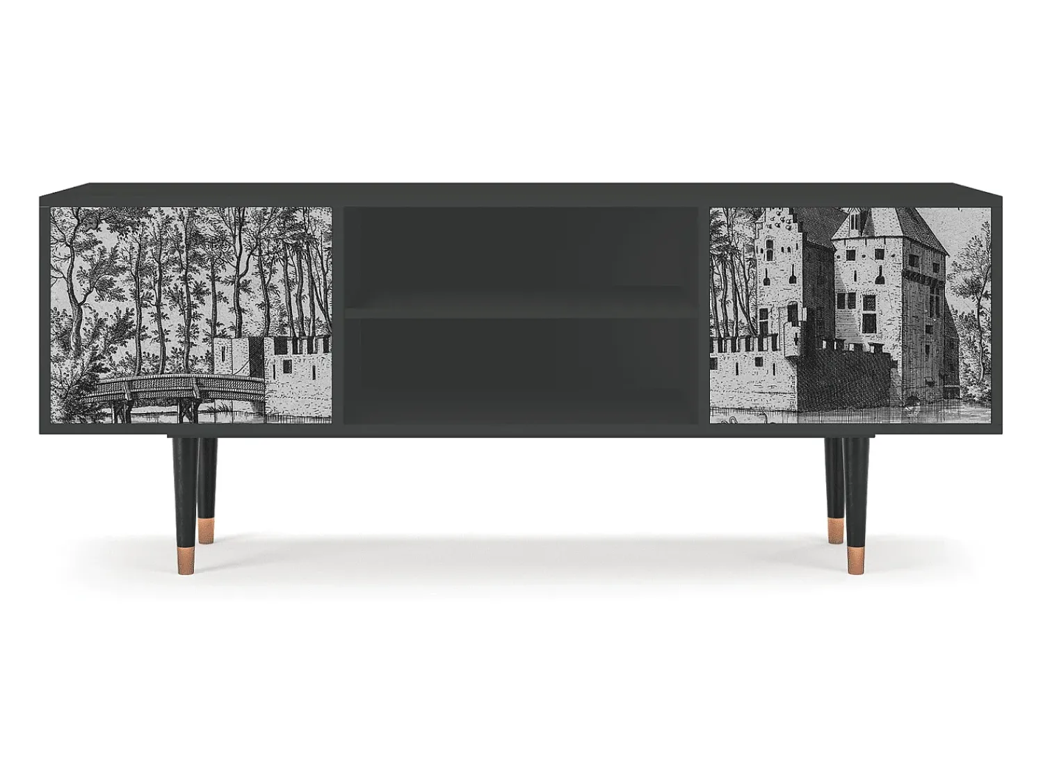 Mueble de TV - 170х69х48 cm - T2 - Castle with Bridge, Antracite^ Móvel De Tv