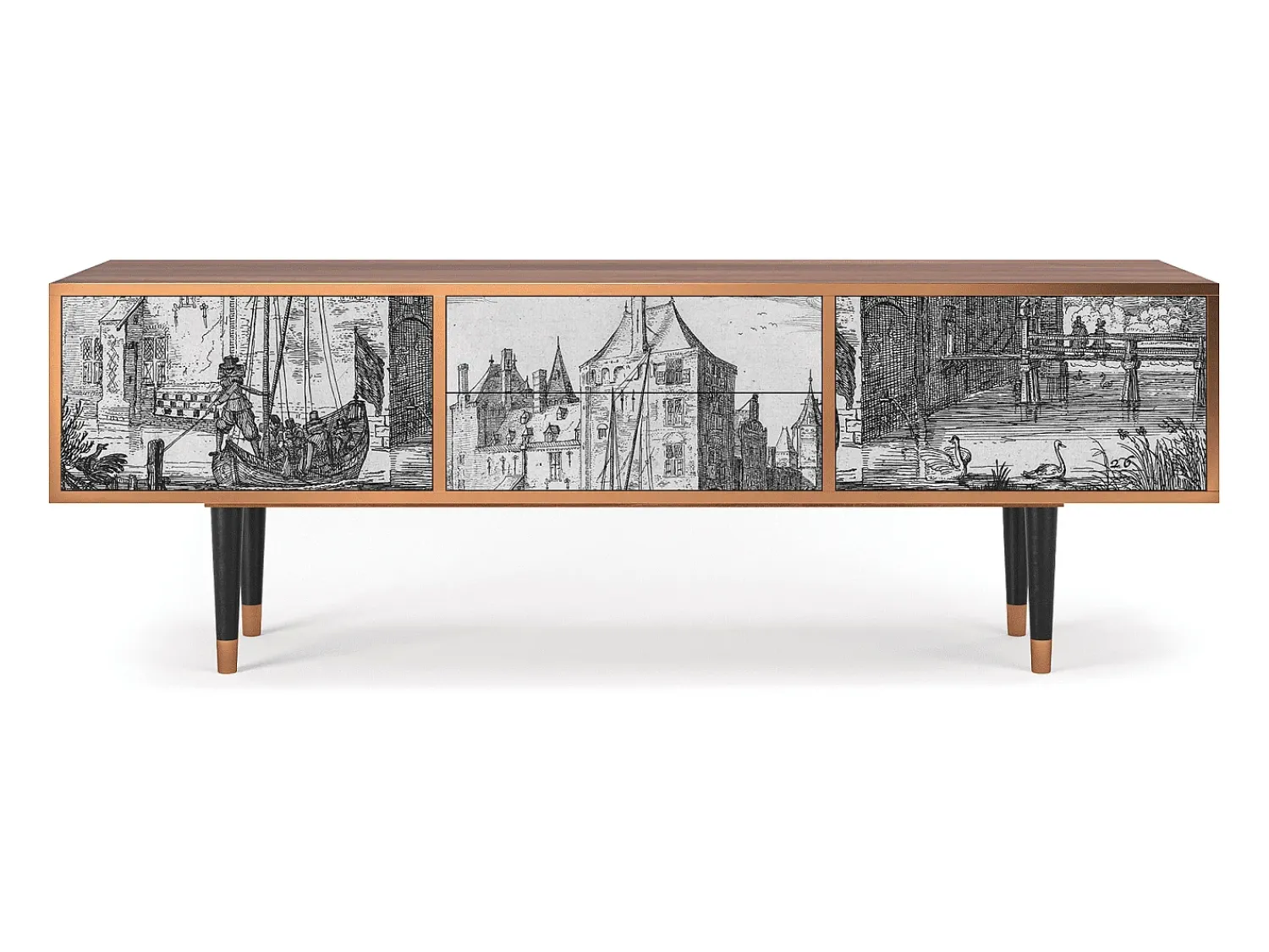 Mueble de TV - 170х59х48 cm - T4 - Castle by Breugel, Nogueira^ Móvel De Tv