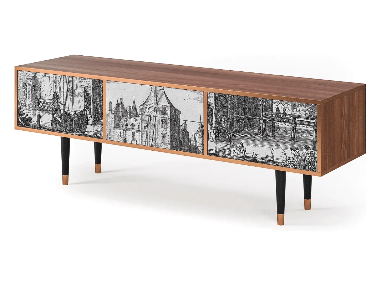 Mueble de TV - 170х59х48 cm - T4 - Castle by Breugel, Nogueira^ Móvel De Tv