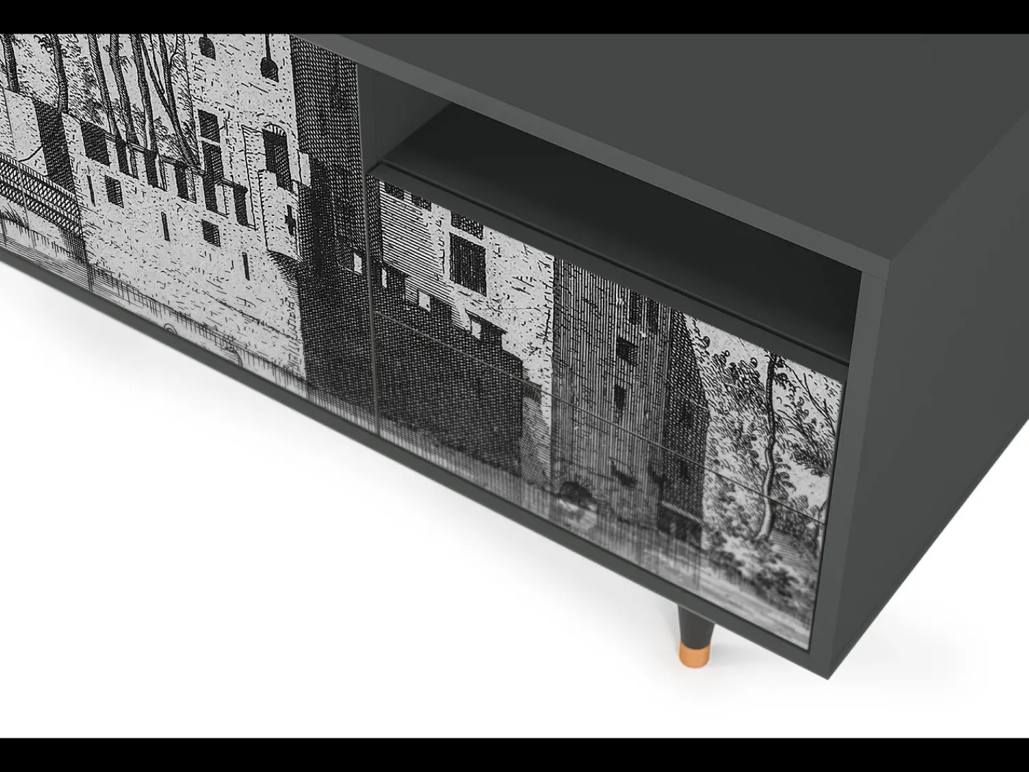 Online Mueble de TV - 125х56х41 cm - T7 - Castle by Breugel, Antracite Cinza antracite