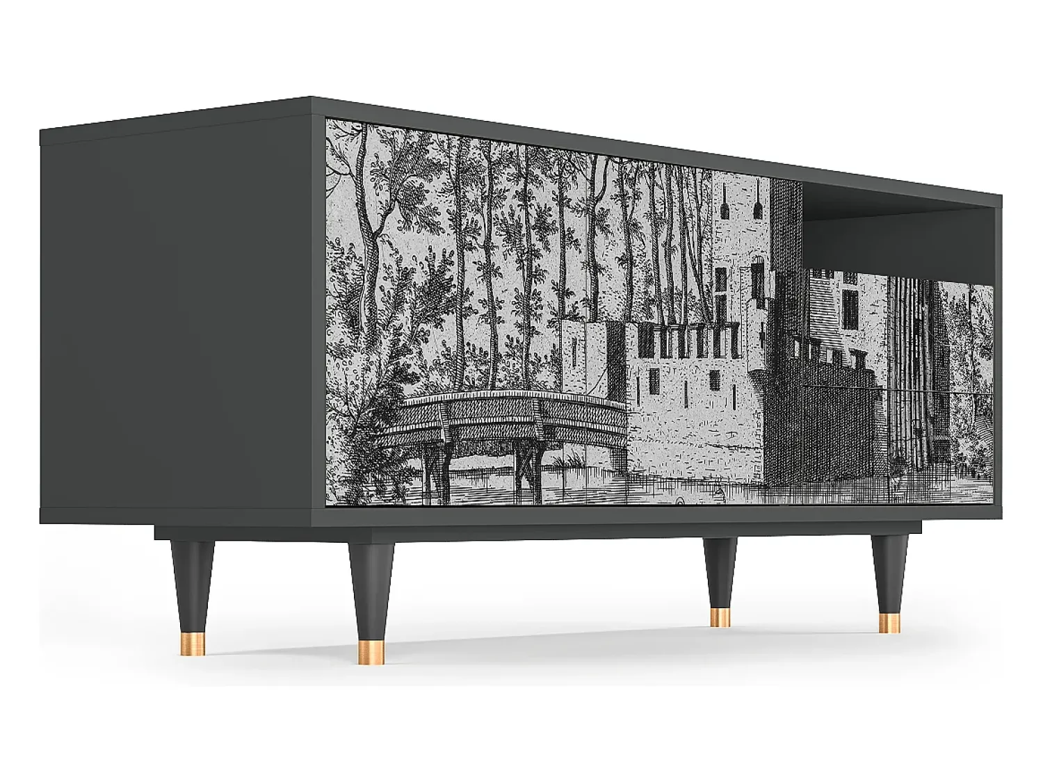Online Mueble de TV - 125х56х41 cm - T7 - Castle by Breugel, Antracite Cinza antracite