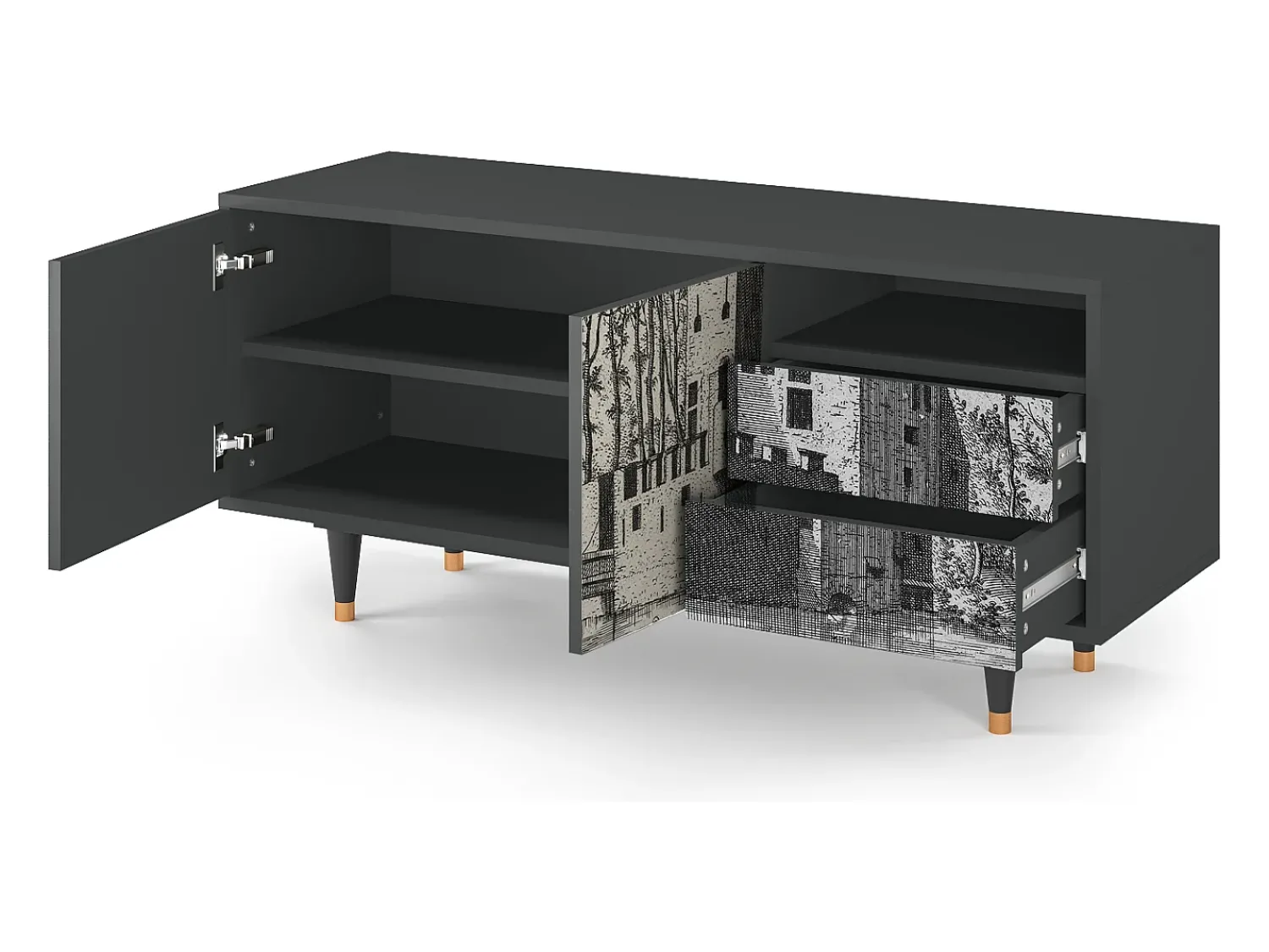 Online Mueble de TV - 125х56х41 cm - T7 - Castle by Breugel, Antracite Cinza antracite