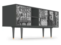 Móvel De Tv* Mueble de TV - 150х69х41 cm - T5 - Castle by Breugel, Antracite Cinza antracite