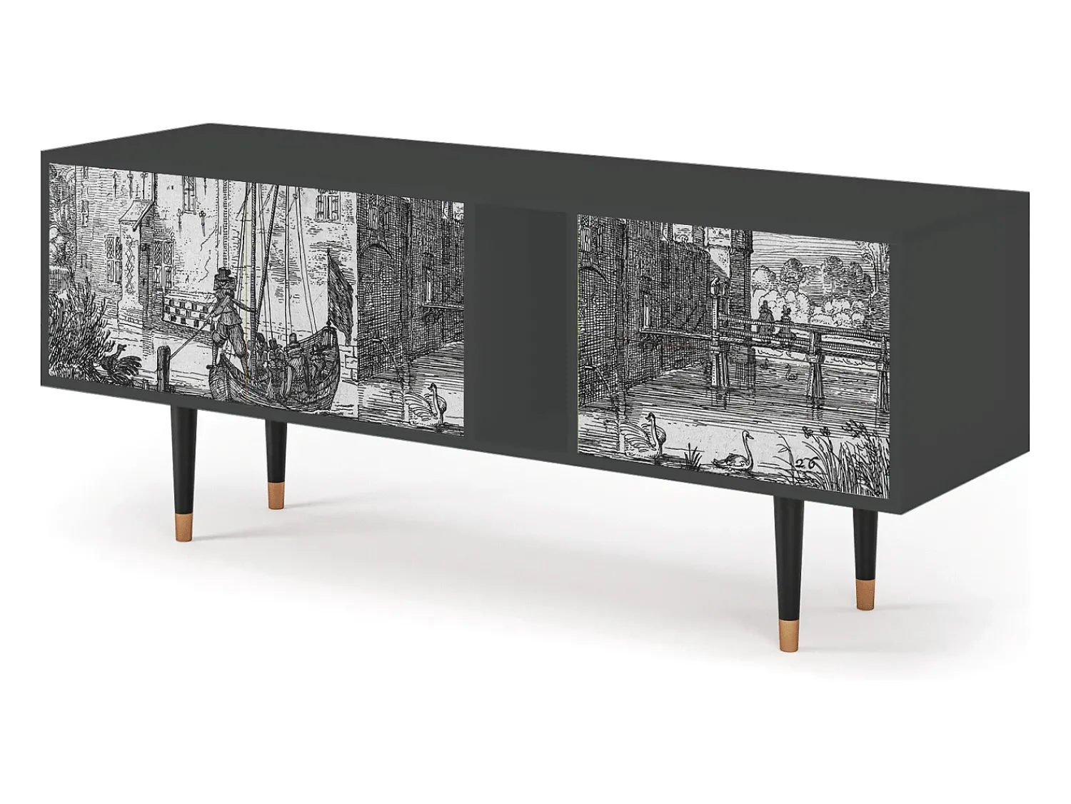 Móvel De Tv* Mueble de TV - 170х69х48 cm - T1 - Castle by Breugel, Antracite Cinza antracite