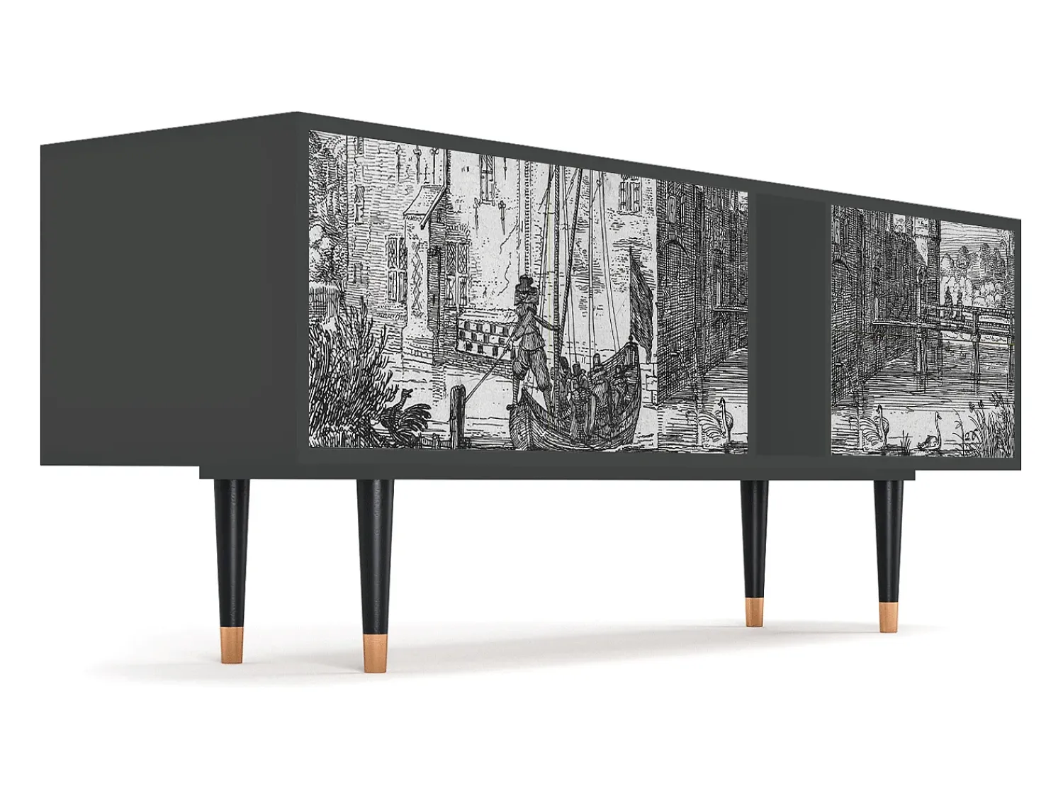 Móvel De Tv* Mueble de TV - 170х69х48 cm - T1 - Castle by Breugel, Antracite Cinza antracite