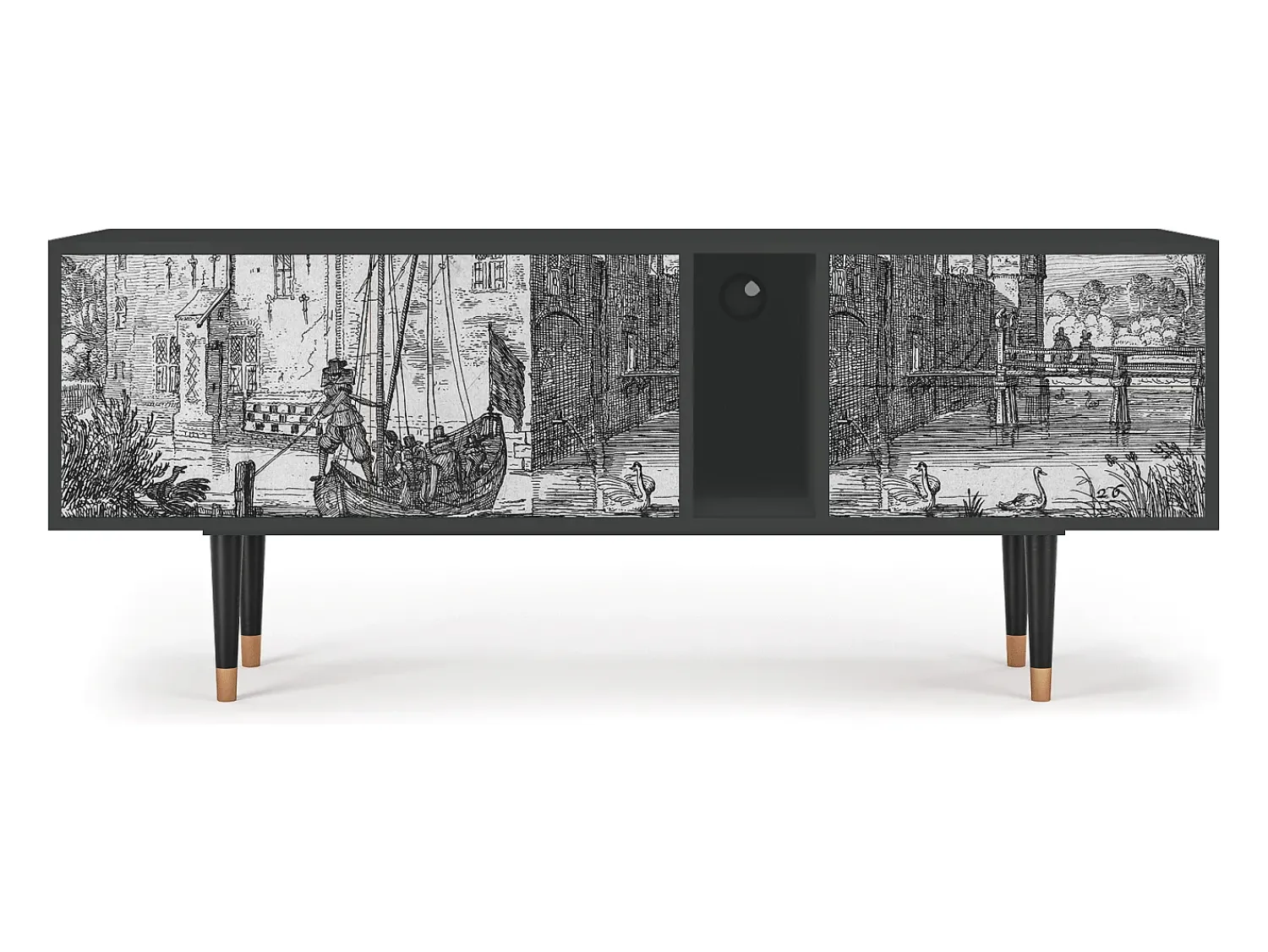 Móvel De Tv* Mueble de TV - 170х69х48 cm - T1 - Castle by Breugel, Antracite Cinza antracite