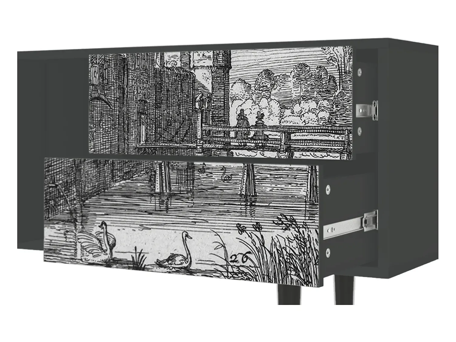 Móvel De Tv* Mueble de TV - 170х69х48 cm - T1 - Castle by Breugel, Antracite Cinza antracite