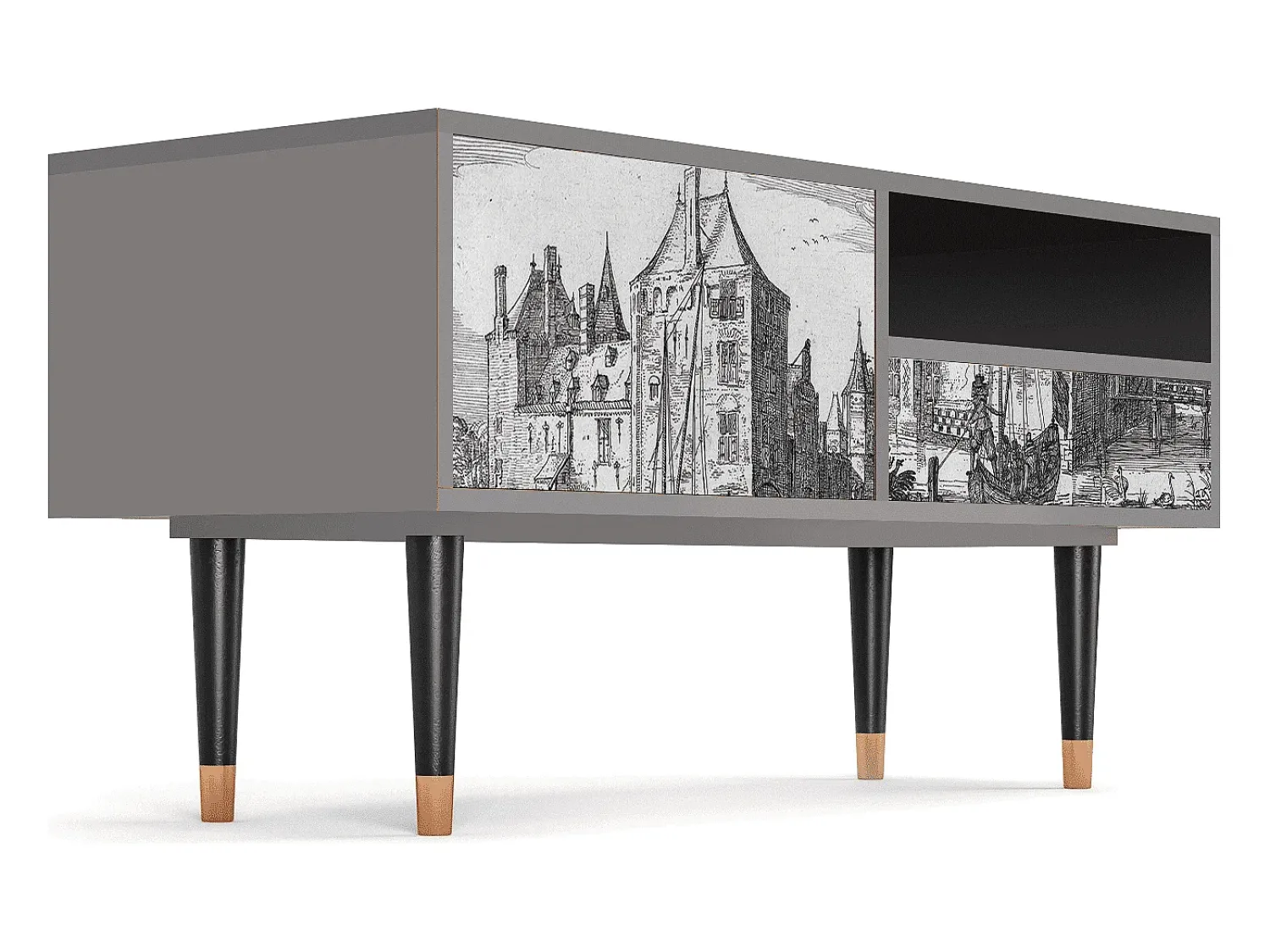 Móvel De Tv| Mueble de TV - 115х59х48 cm - T3 - Castle by Breugel, Cinza Cinzento