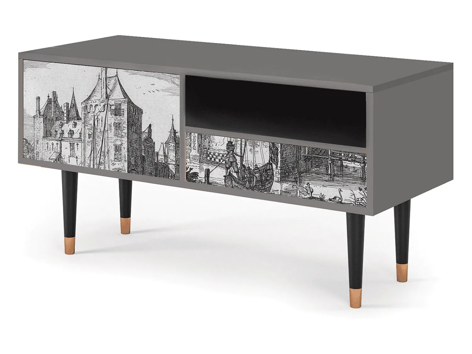 Móvel De Tv| Mueble de TV - 115х59х48 cm - T3 - Castle by Breugel, Cinza Cinzento