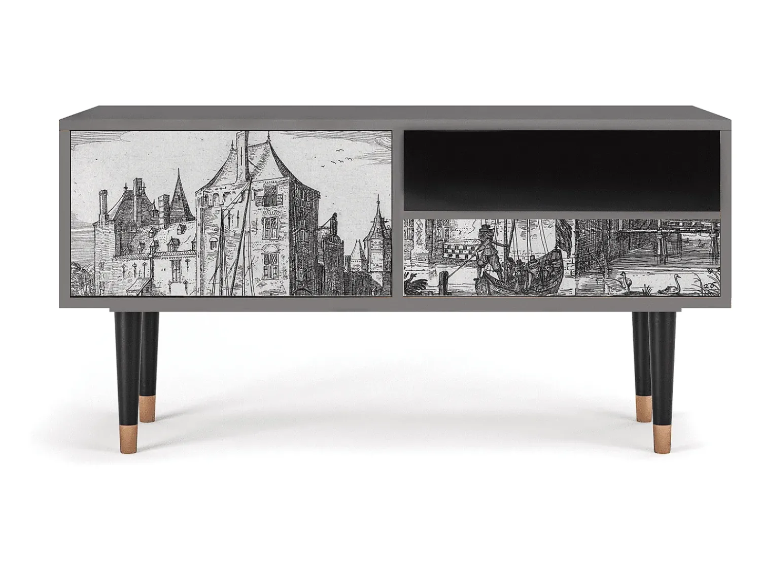Móvel De Tv| Mueble de TV - 115х59х48 cm - T3 - Castle by Breugel, Cinza Cinzento
