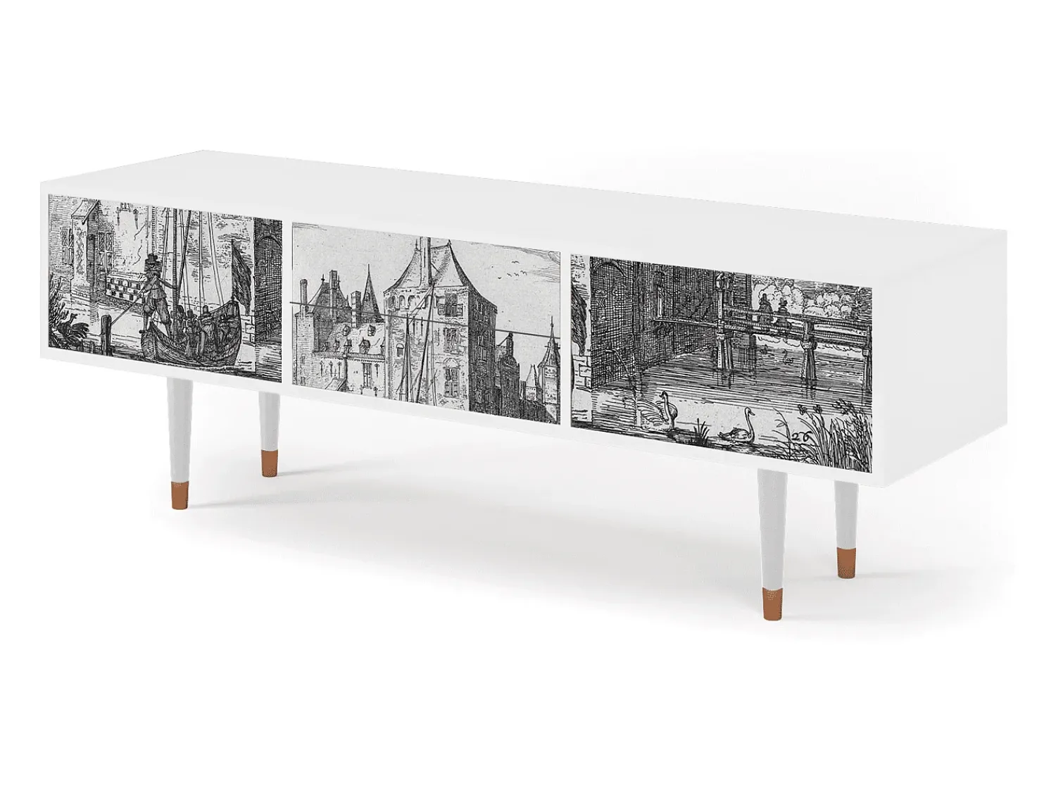 Hot Mueble de TV - 170х59х48 cm - T4 - Castle by Breugel, Branco Bege