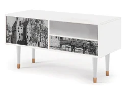 Mueble de TV - 115х59х48 cm - T3 - Castle with Bridge, Branco^ Móvel De Tv