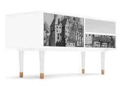 Mueble de TV - 115х59х48 cm - T3 - Castle with Bridge, Branco^ Móvel De Tv