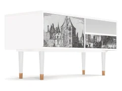 Móvel De Tv* Mueble de TV - 115х59х48 cm - T3 - Castle by Breugel, Branco Bege