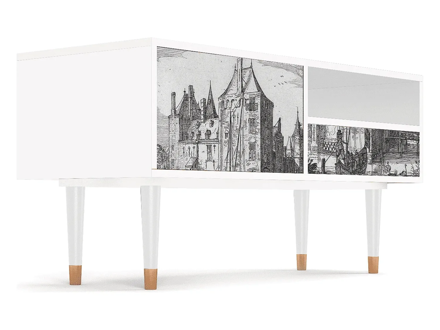 Móvel De Tv* Mueble de TV - 115х59х48 cm - T3 - Castle by Breugel, Branco Bege