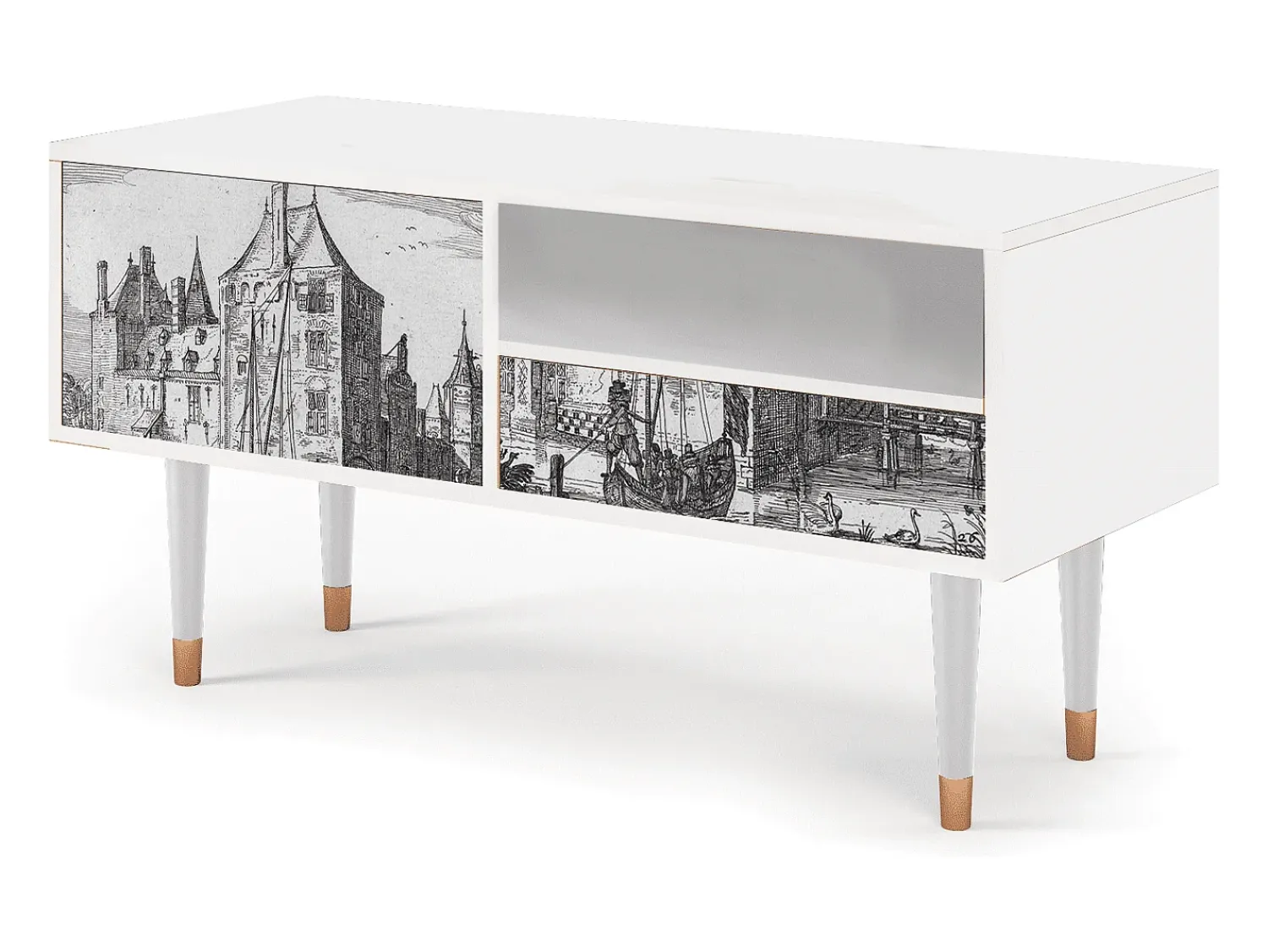 Móvel De Tv* Mueble de TV - 115х59х48 cm - T3 - Castle by Breugel, Branco Bege