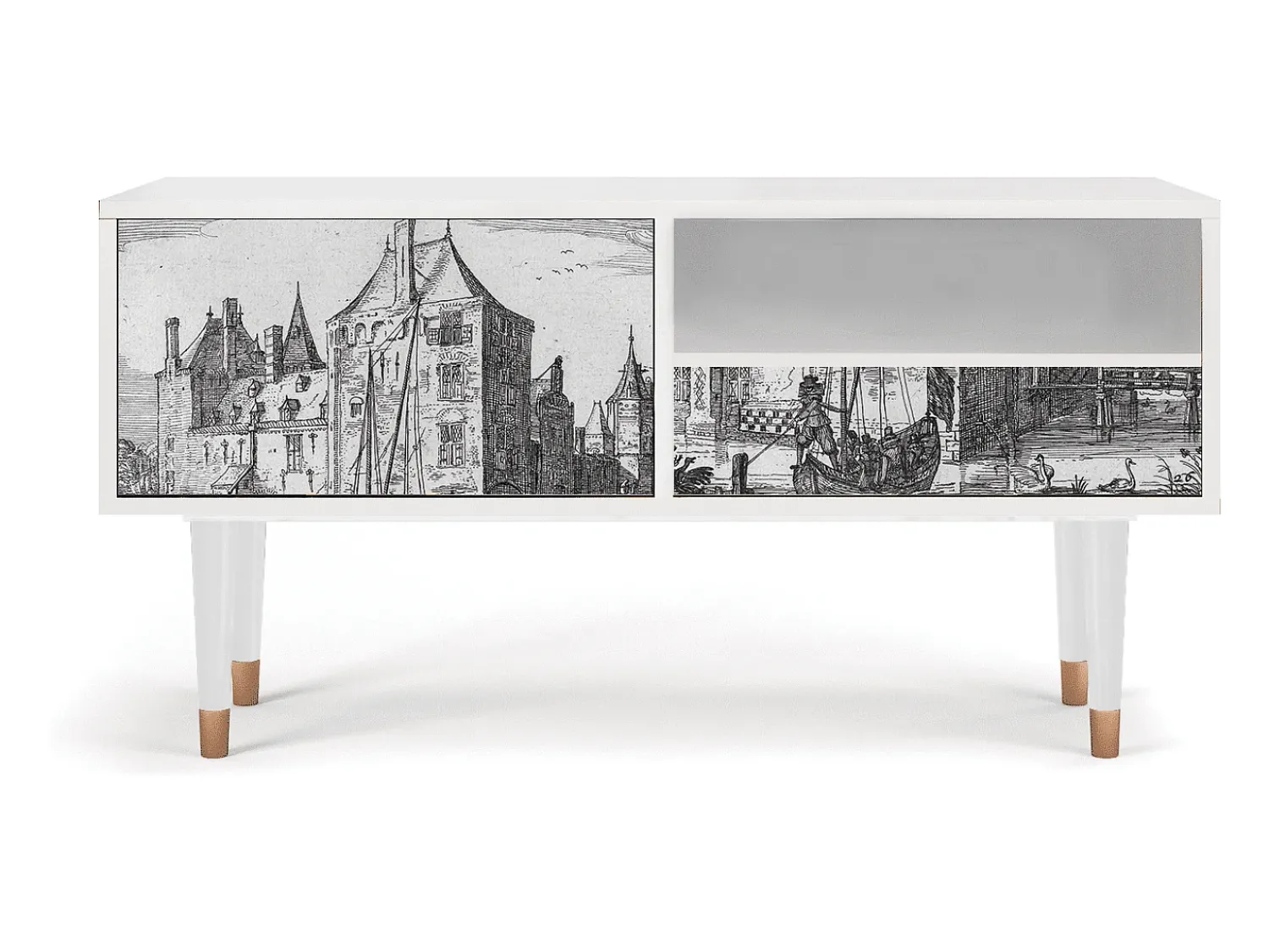 Móvel De Tv* Mueble de TV - 115х59х48 cm - T3 - Castle by Breugel, Branco Bege