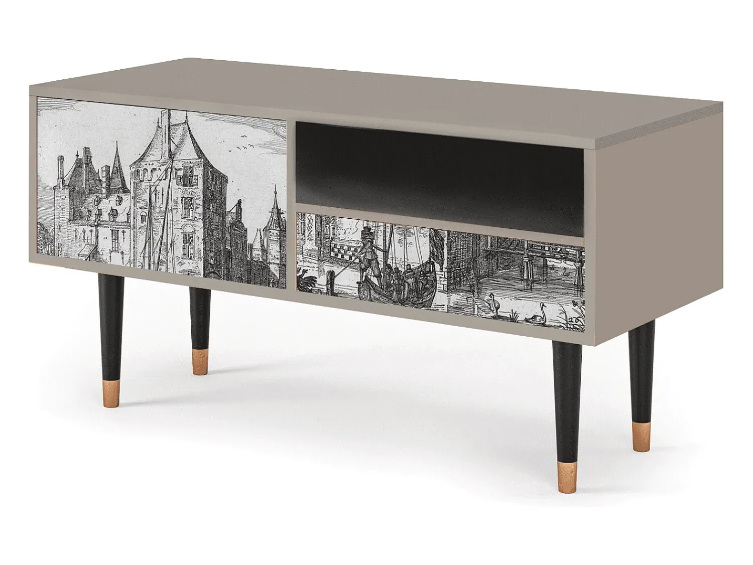 Móvel De Tv* Mueble de TV - 115х59х48 cm - T3 - Castle by Breugel, Areia Bege