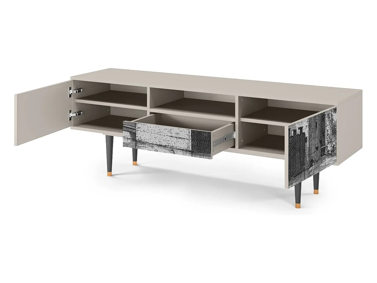 Mueble de TV - 170х59х41 cm - T6 - Castle by Breugel, Areia^ Móvel De Tv