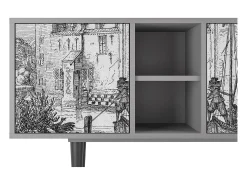 Móvel De Tv* Mueble de TV - 150х69х41 cm - T5 - Castle with Bridge, Cinza Cinzento