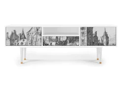 Móvel De Tv| Mueble de TV - 170х59х41 cm - T6 - Castle with Bridge, Branco Bege