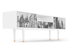 Móvel De Tv| Mueble de TV - 170х59х41 cm - T6 - Castle with Bridge, Branco Bege